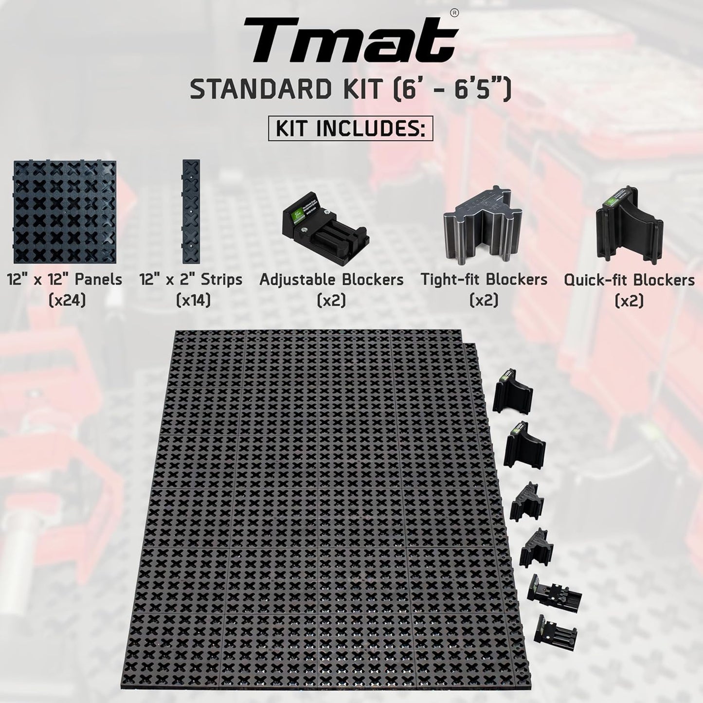 Tmat Truck Bed Organizer Slide Out Mat with Drainage (Standard Bed 6' to 6'5")