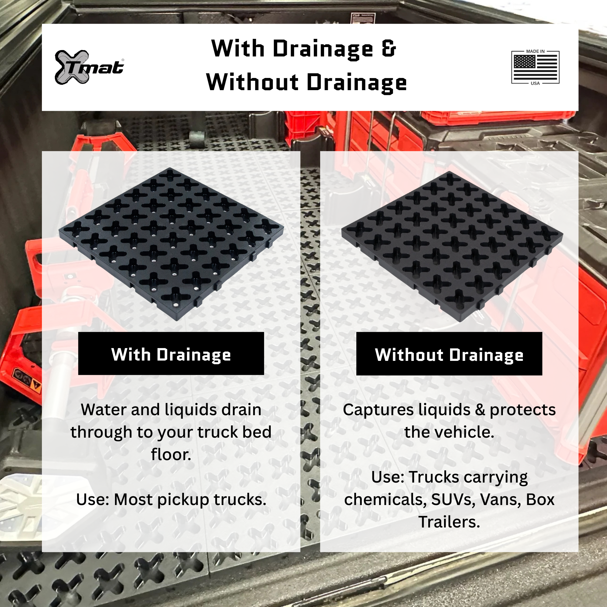 12" x 12" Tmat Interlocking Panel - Six Connectors With Drainage - Tan (Single)